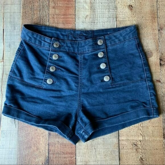 Rue 21 women's size 5/6 high waisted stretch bootie shorts with front buttons - Picture 1 of 8